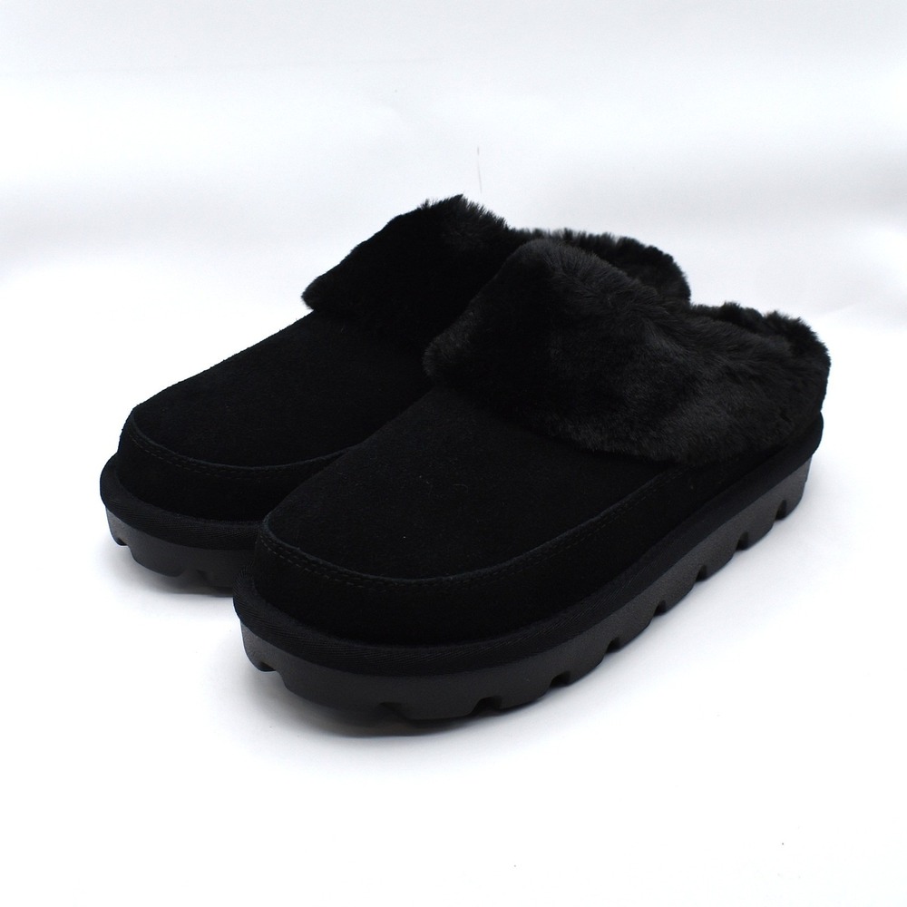 Koolaburra by UGG Tizzey Clog Slippers Women's Size 10 Black Suede Faux Fur NEW